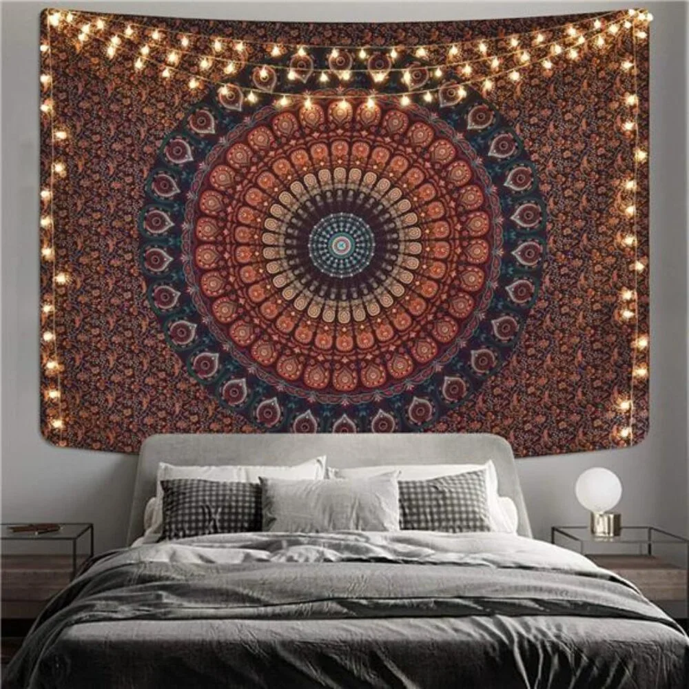 Bohemian Mandala Tapestry Hippie Tapestries Psychedelic Peacock Boho51.2ʺ × 59.1
